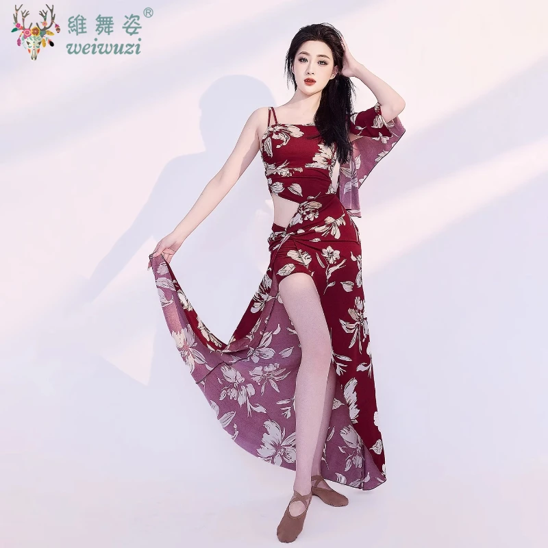 

Women's Belly Dance Training Performance Dresses High-end Sexy Printed Dress Adult Oriental Dance Professional Practice Clothing