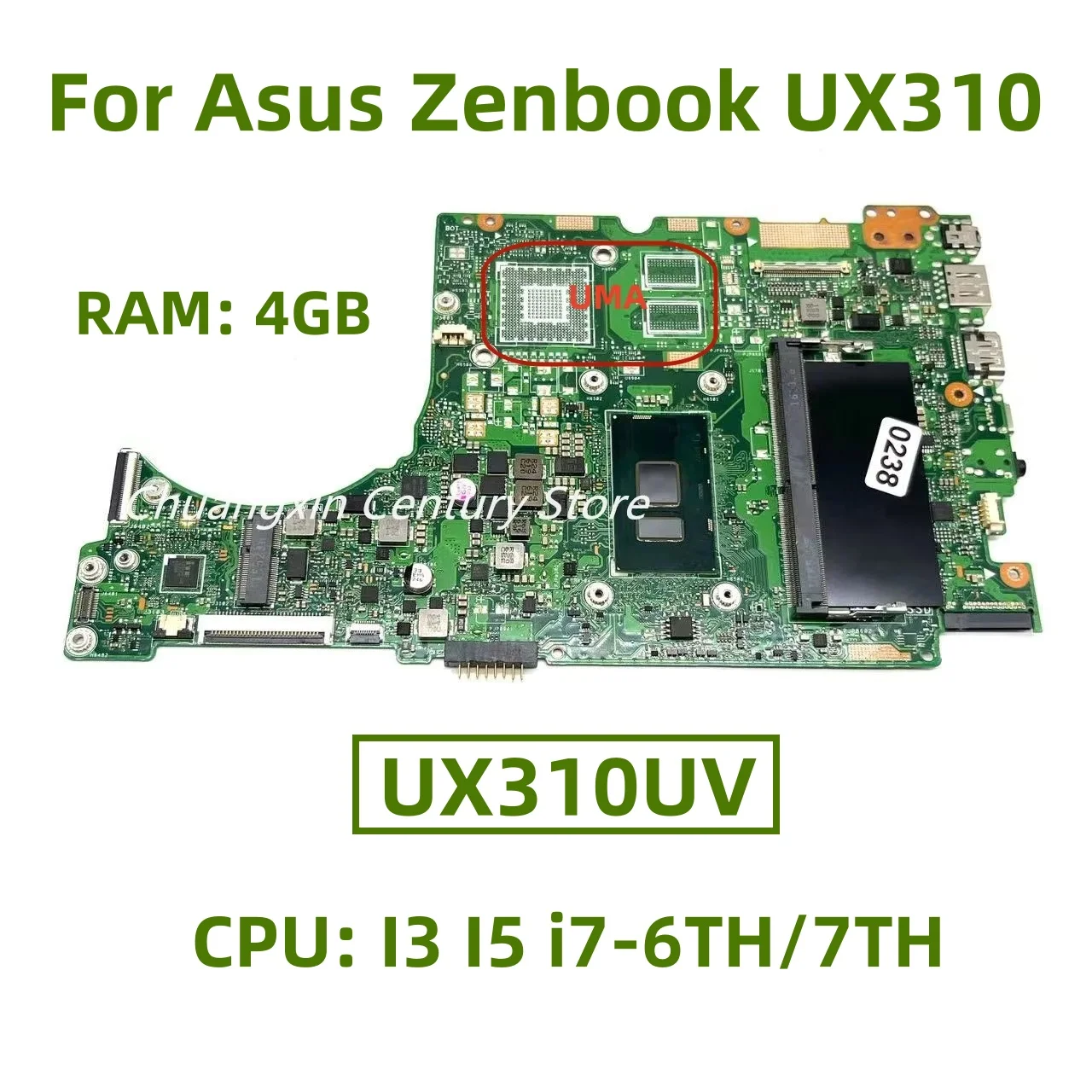 UX310UV motherboard for Asus Zenbook UX310 laptop CPU: I3 I5 i7-6TH/7TH UMA RAM: 4GB 100% tested successfully shipped