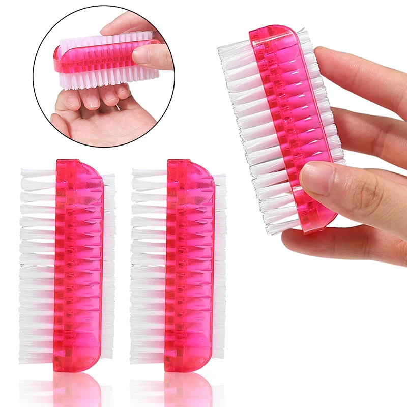 Plastic Nail Art Dust Brush Cleaning Scrubbing Brush Double Sided Hand Nail Brush Cleaner Manicure Tool