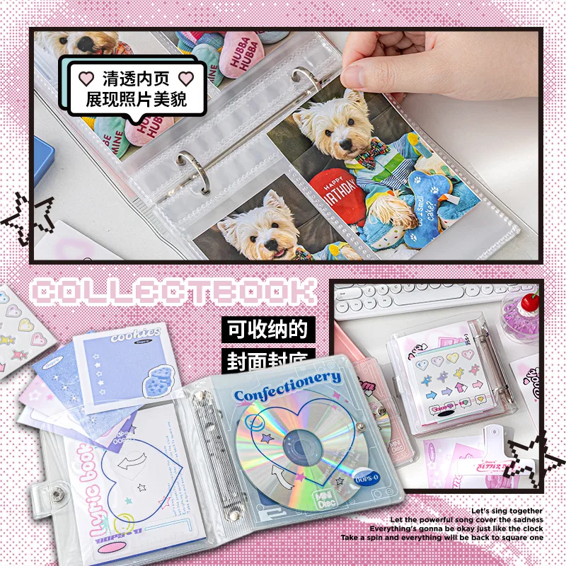 MINKYS Retro CD Kpop Photocards Collect Book Binder A7 Notebook Cover Diary Agenda Planner Stationery