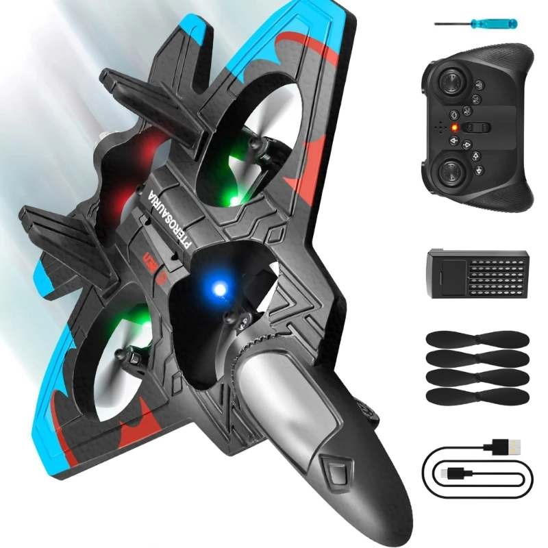 LED 조명 폼 원격 제트 제트 전투기 스턴트 비행기 원격 제어 비행기 6-14 세 소년을위한 원격 제어 비행기