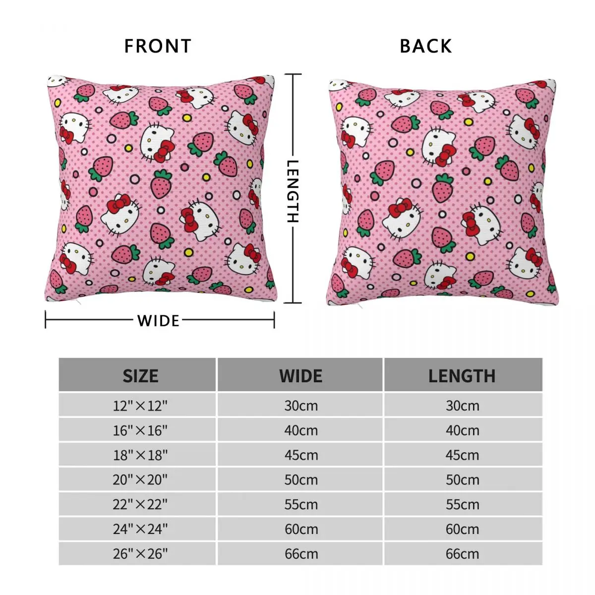 Sanrio Hello Kitty Strawberry Cartoon  Pillow Case Cushion Cover Pillow Cover Morden Pillowcases For Sofa Car Home Decor