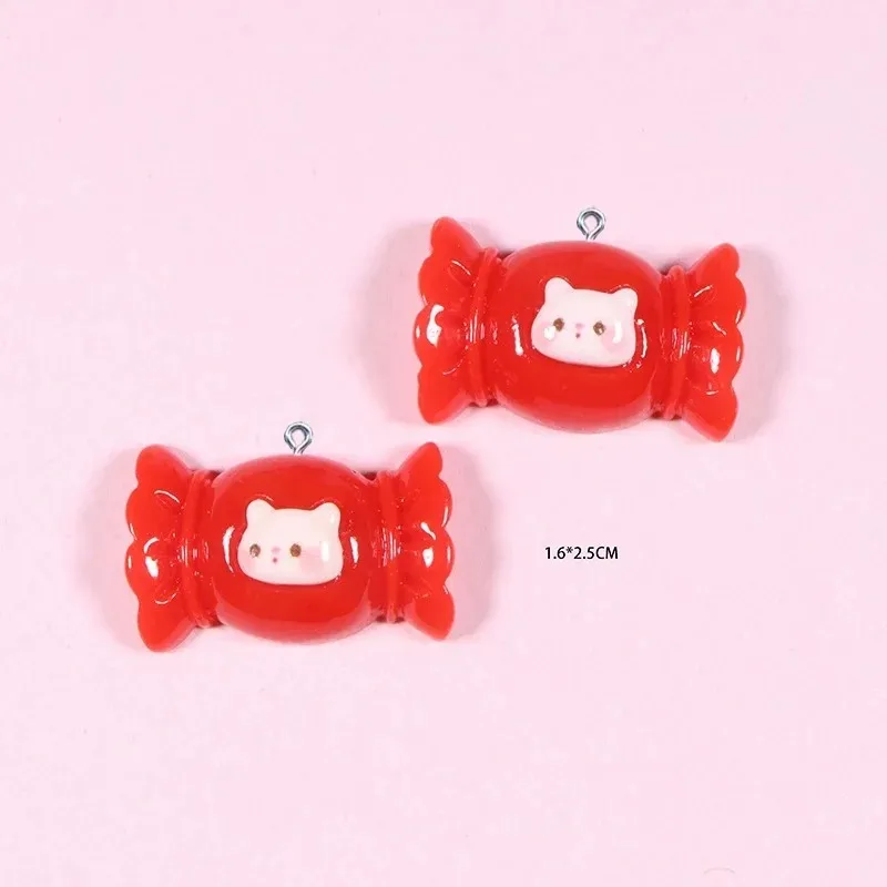 10Pcs Sweet Mixed Candy Resin Charms Lovely Strawberry Cherry Pendants DIY Craft Findings for Necklace Earring Bracelet Handmade