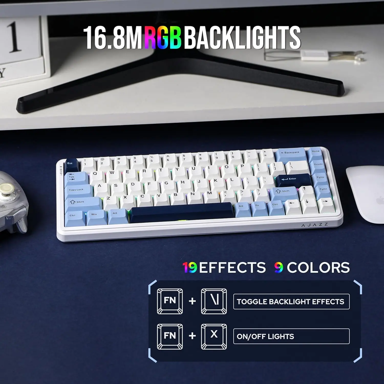 AJAZZ AK680 MAX Magnetic Switch Wireless Mechanical Keyboard Tri-Mode Hot Swap 8k Gaming Bluetooth Keyboard 68 keys PC eSports