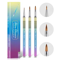 3pcs Kolinsky Acrylic Nail Brush Good Quality Nail Art Mink Brush Wood Handle Gel Builder Manicure Brush Drawing Tools