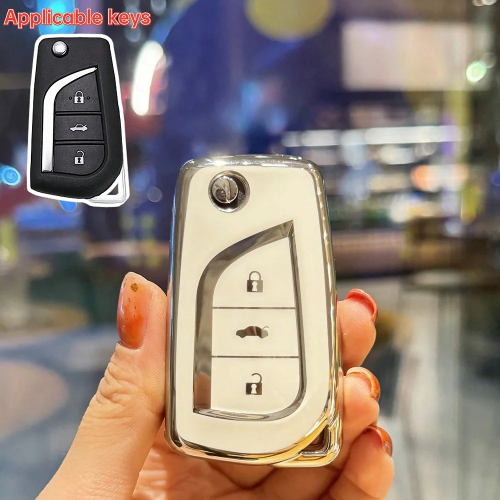 2/3/4 Buttons TPU Folding Car Key Case Shell Fit for Toyota RAV4 Corolla LE SE C-HR Forruner Keyless Auto Accessories