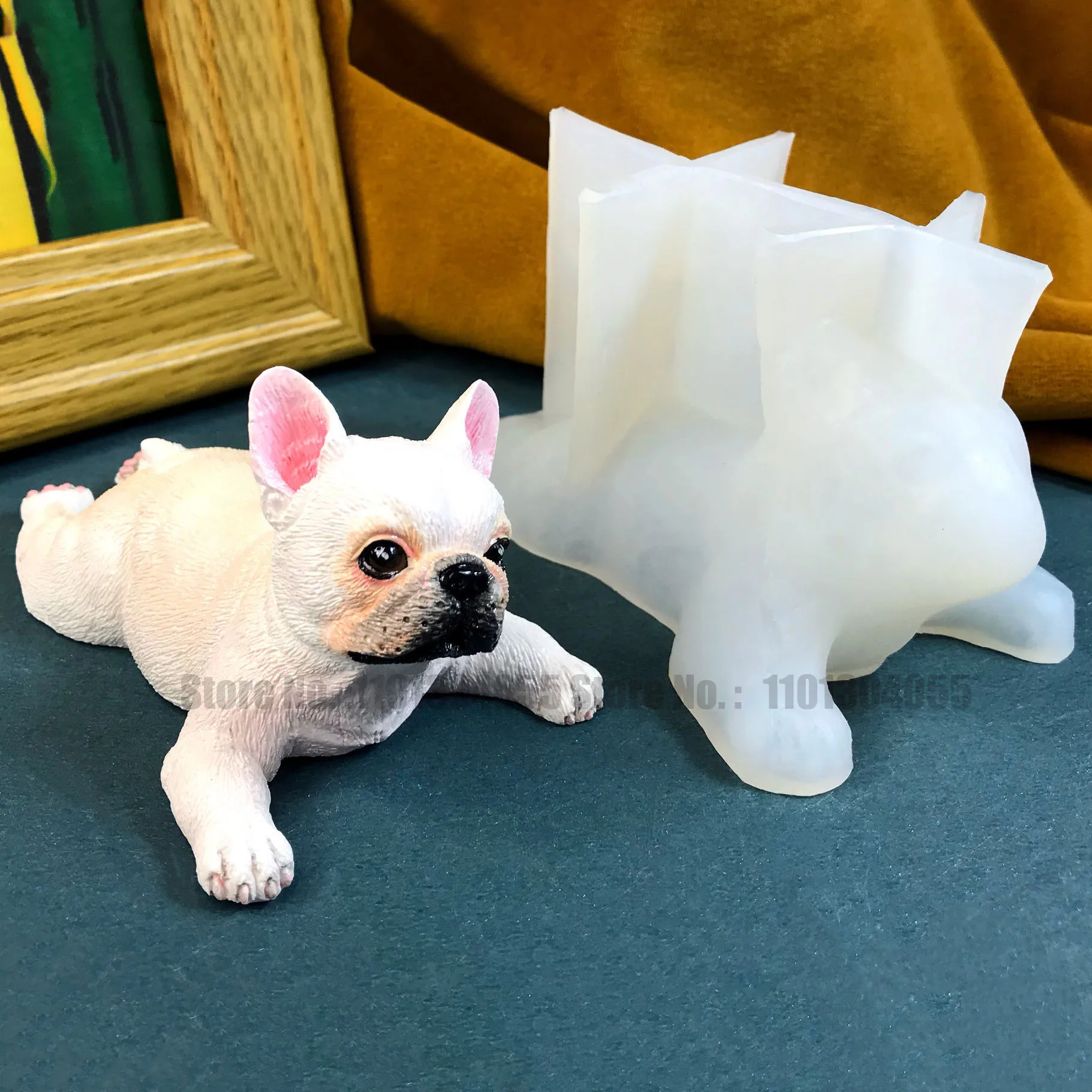 

French Bulldog Resin Silicone Mold 3D Aroma Plaster Car Ornament Gypsum Mould Epoxy Resin Animal Toys Casting Handmade Molds