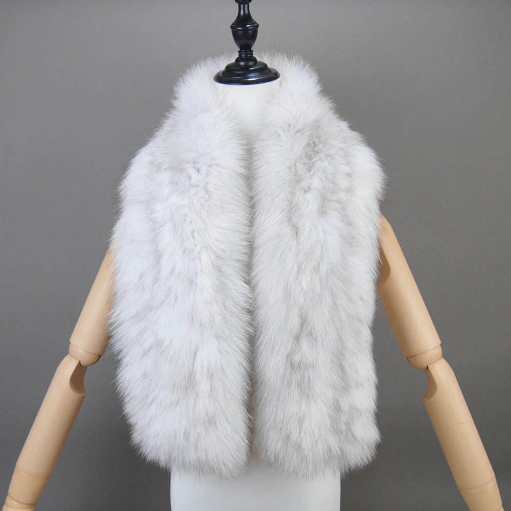 Women Real Fox Fur Scarf Fashion Lady Winter Warm Soft Knitted Real Fox Fur Neckerchief Quality Natural Fox Fur Ring Scarves