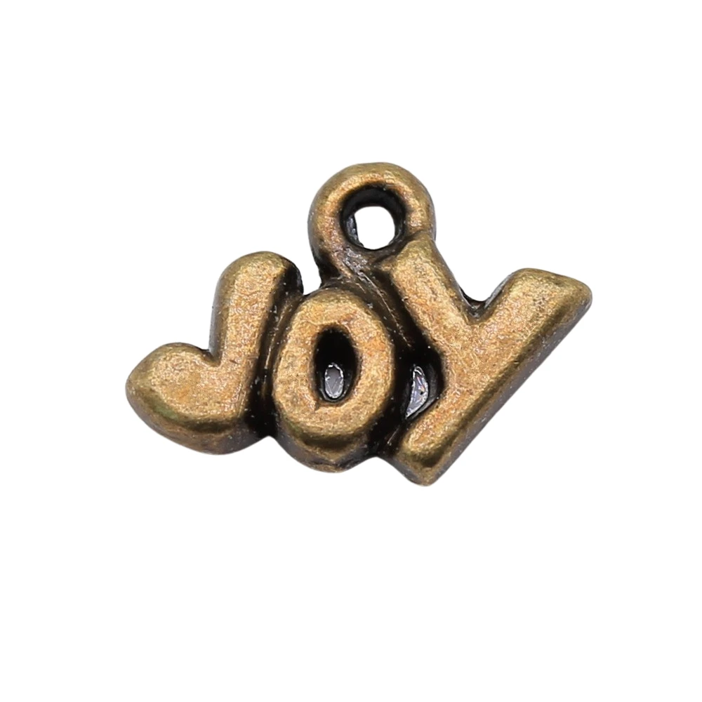 WYSIWYG 20pcs 12x9mm Joy Charms For Jewelry Making Antique Bronze Color Charms Pendants Jewelry Accessories