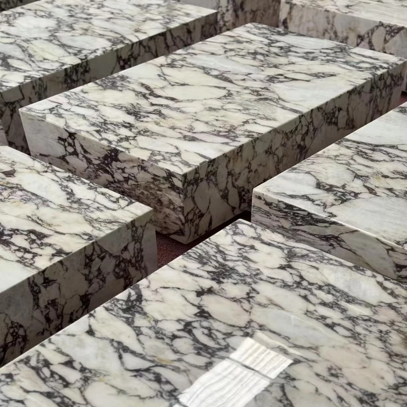 

Violet marble coffee table white polished stone large plate environmentally friendly and easy to clean