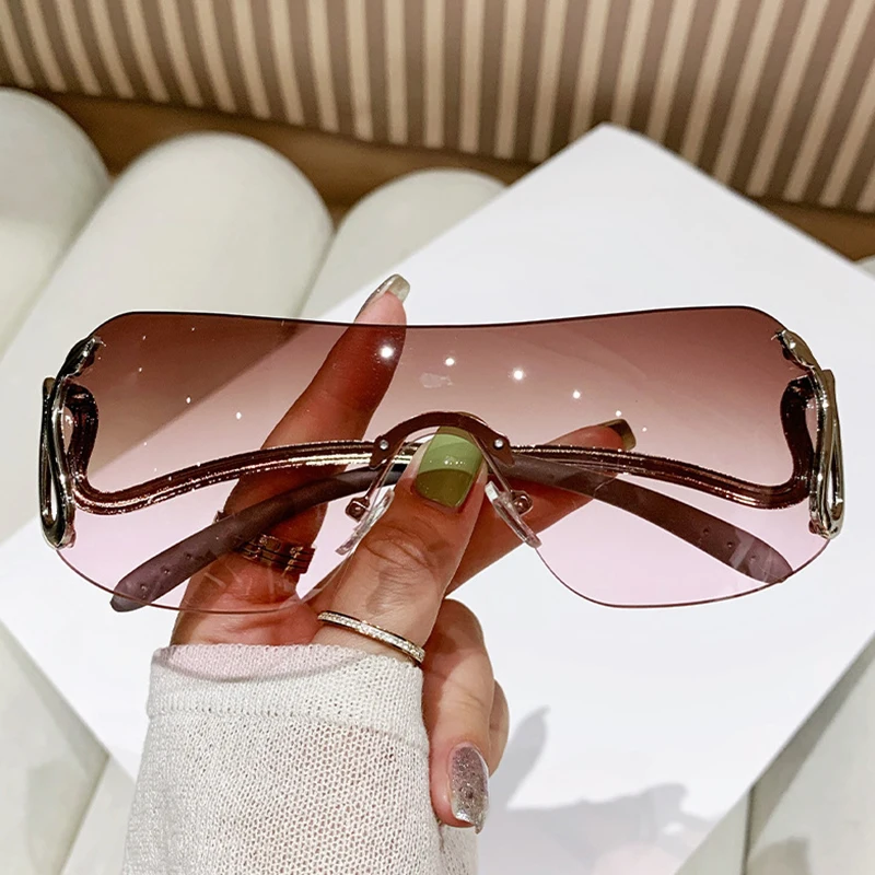 Y2k 2024 Sunglasses Women One-Pieces Fashion Vintage Sunglasses For Men Trending Rimless Glasses Oculos Dropshipping Luxe Gafas