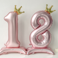 40inch Pink Blue Crown Number Foil Balloons Birthday Party Wedding Xmas Decoration Digital Ballon Kids Baby Shower Air Globos