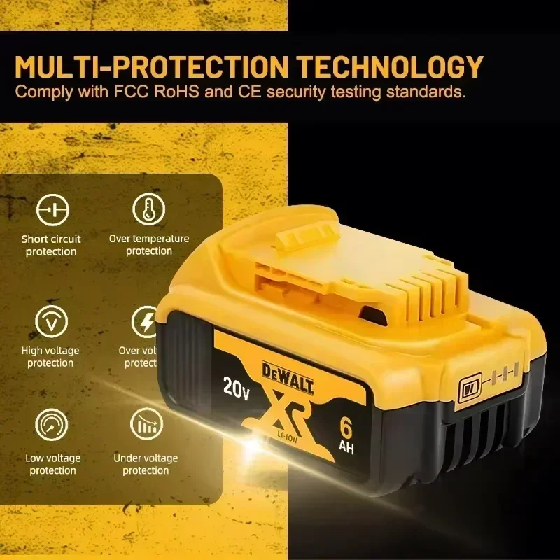 100% original Dewalt cordless drilling tool 20V DCB200 rechargeable battery, chip multiple protection, more durable