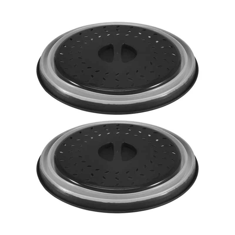 Paquet de 2 couvercles anti-éclaboussures pliables pour micro-ondes, couvercle pour micro-ondes avec poignée facile à saisir, panier de crépine, lavable au lave-vaisselle-AT64