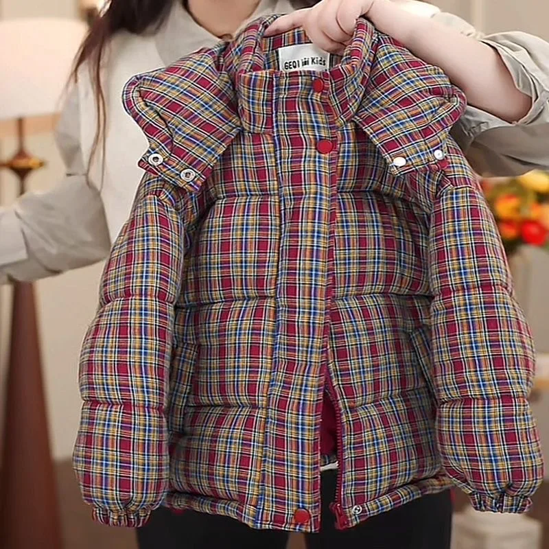 2025 جديد ريترو متقلب أسفل سترة قطن للأطفال الشتاء سميكة الدافئة سترة قطن معطف الأطفال