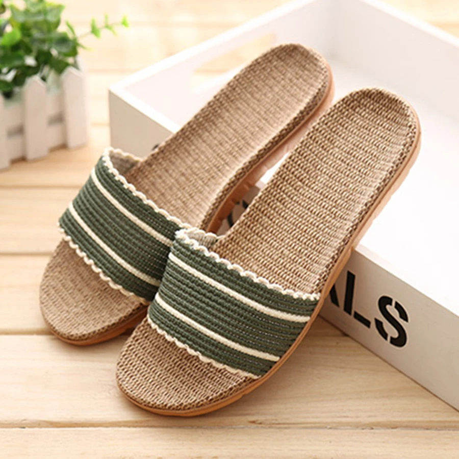 LCIZRONG Summer 28 Colors Flax Home Slippers Women 2023 Non-slip House Female Family Slippers Slapping Beach Flip Flops