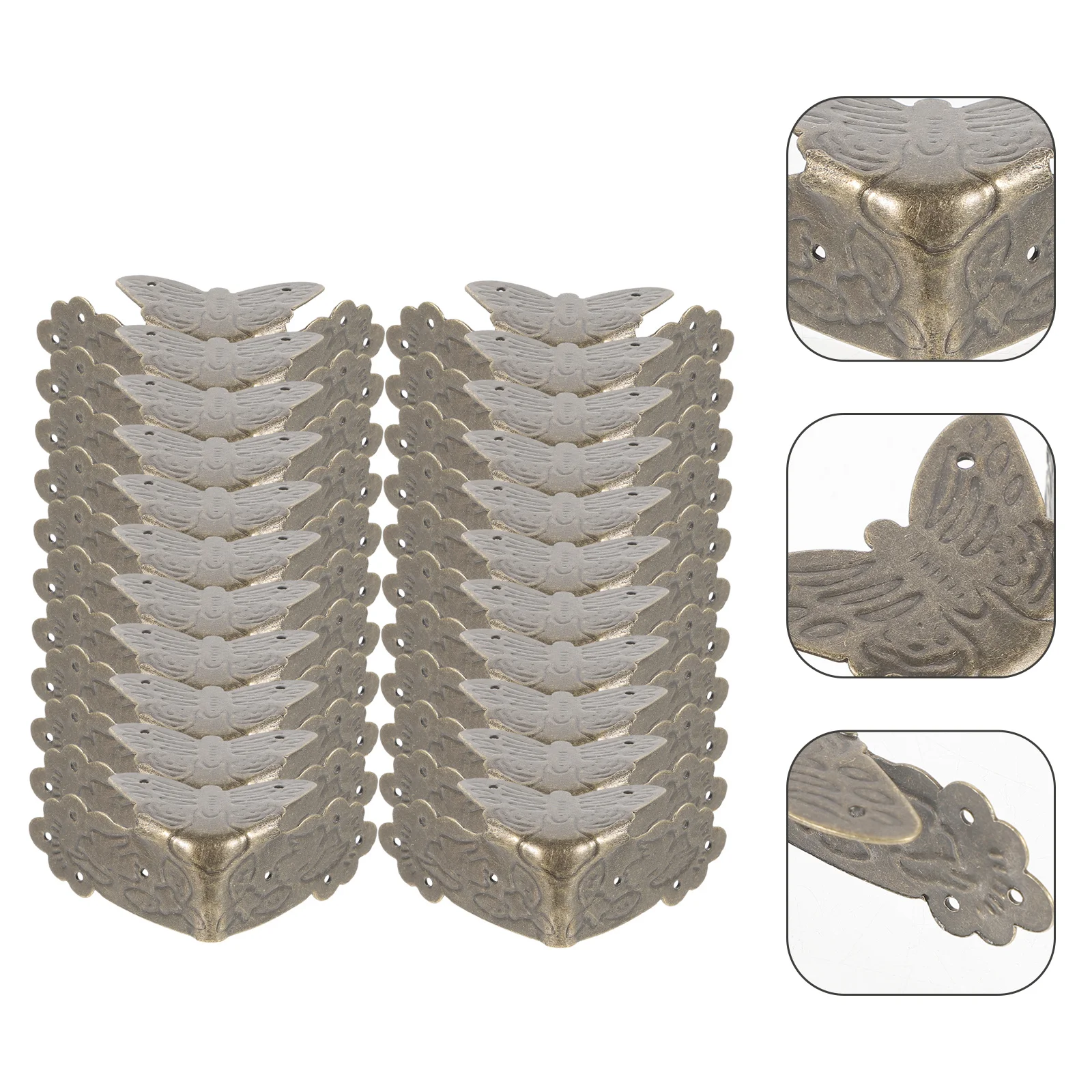 

25pcs Protector Retro Box Corner Guard Wooden Box Bumper Protective Edges Vintage Furniture Alloy Corner Guards