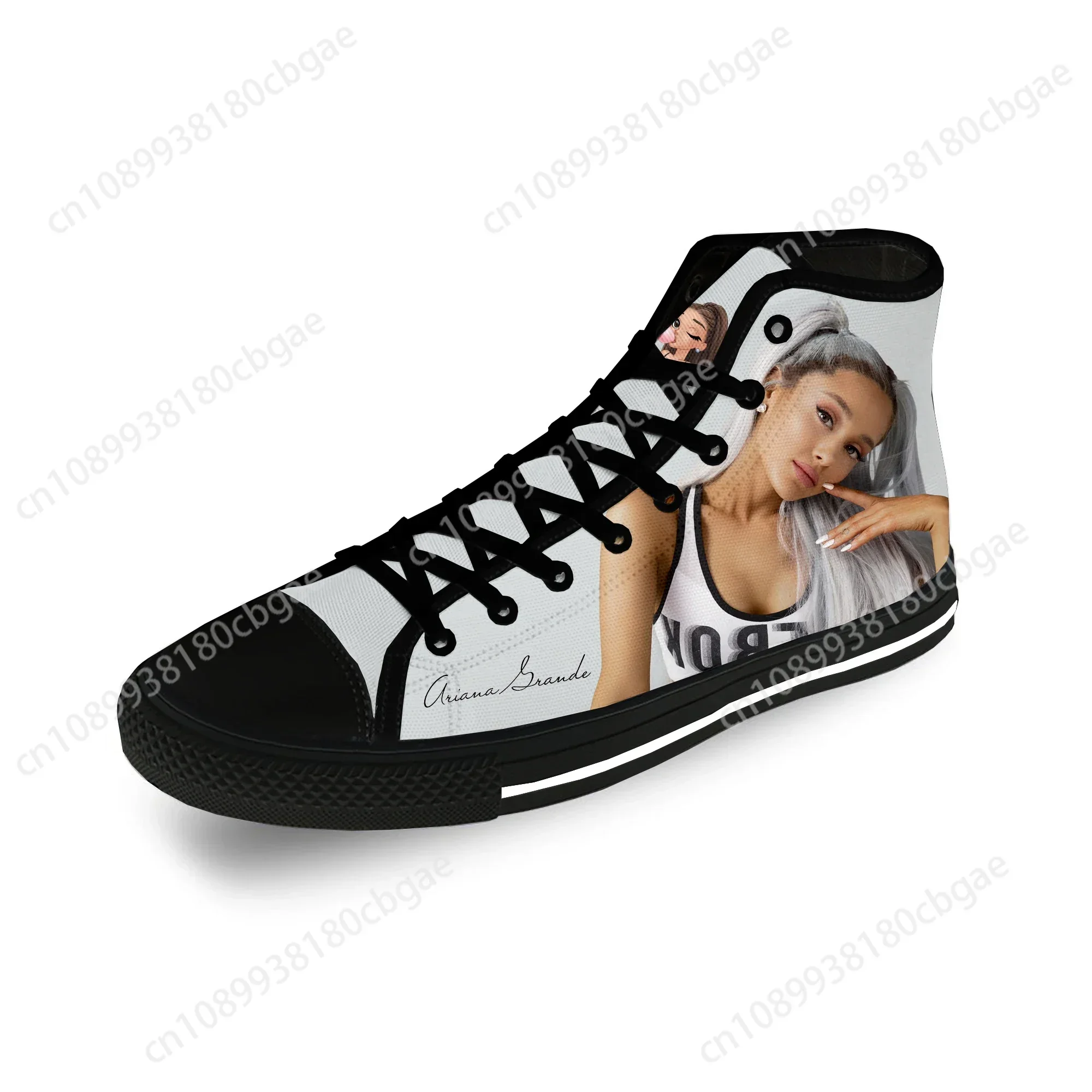 รองเท้าผ้าใบแฟชั่นลายพิมพ์ 3 มิติ ลายอารีอานา นักร้องเพลงระดับโลก สไตล์ลำลอง น้ำหนักเบา ระบายอากาศได้ดี สำหรับผู้ชายและผู้หญิง