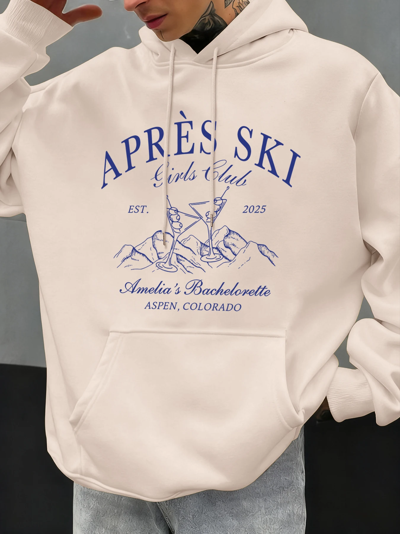 

Apres Ski Aspen Colorado Мужская толстовка с принтом Модная свободная спортивная одежда Повседневные толстовки в стиле хип-хоп Осенняя одежда большого размера Y2K