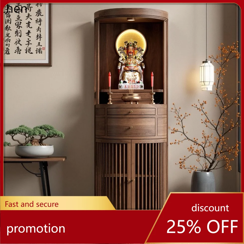 

Cz buddha niche black walnut table god of wealth bodhisattva cabinet solid wood buddha altar