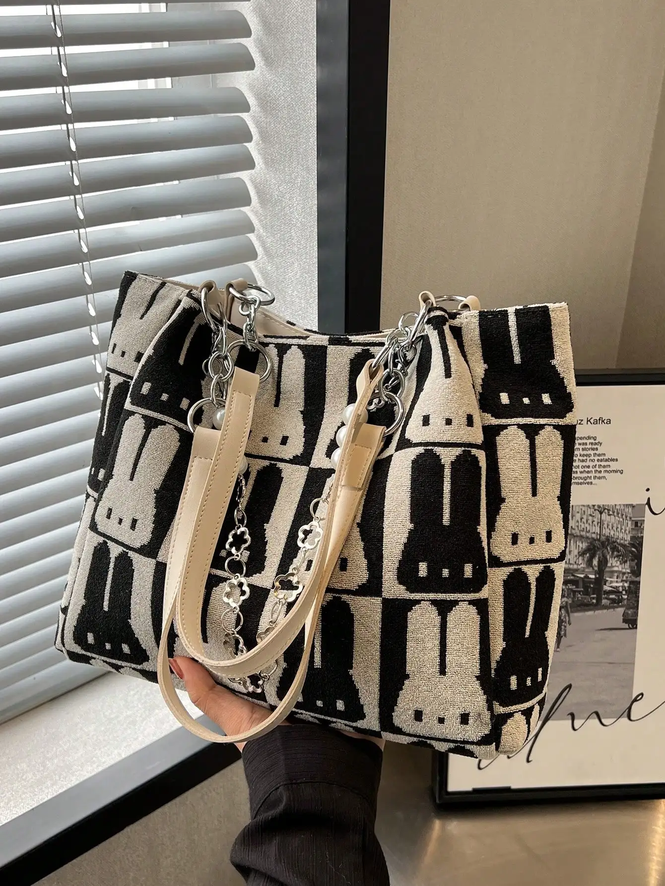 Damesmode cartoon konijn patroon schoudertas grote capaciteit draagtas