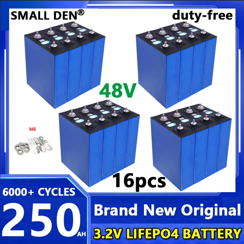 

16PCS NEW 3.2V LiFePO4 250Ah Battery Grade A 6000+ Cycles Rechargeable Batteri DIY RV EV Boat Bus Home Energy Storag Cell NO TAX