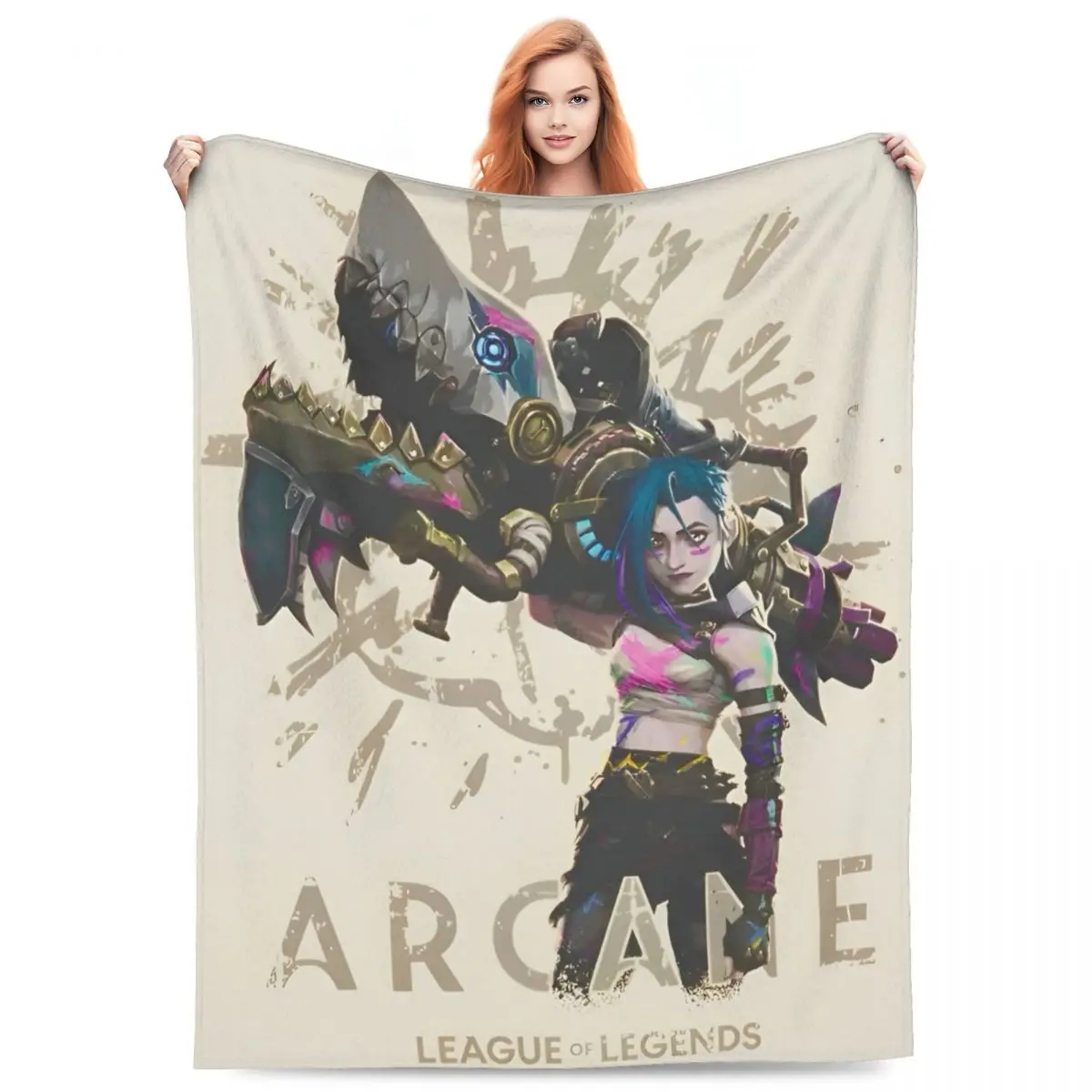 Jinx Arcane Season 2 Blanket Fleece Novelty Warm Throw Blanket for Home Winter