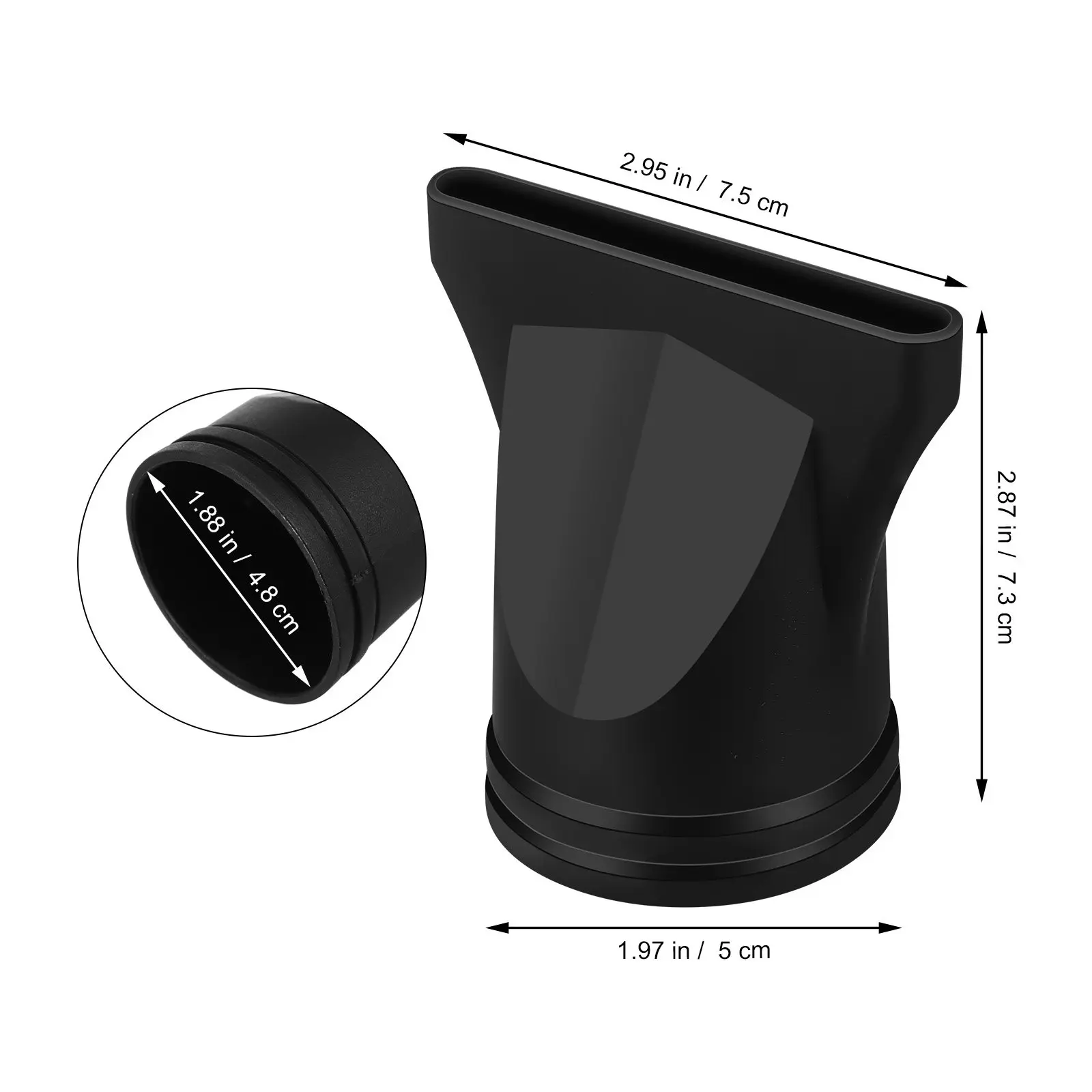 2Pcs Black Hair Dryer Nozzle Professional Diffuser Attachment for Styling Straight Curly Hair Reduces Heat Damage Universal Fit