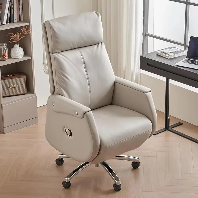 Best Price Soft Boss Manager Executive White Leather Ergonomic Revolving Recliner Swivel Office Chair with Footrest