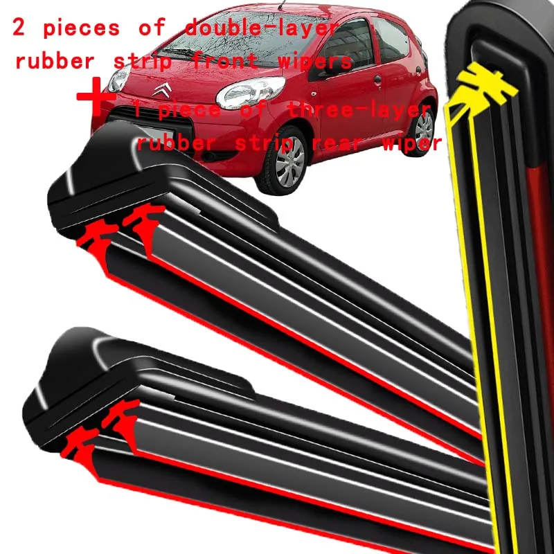 

For Citroen C1 MK1 2005-2014 2006 2007 2008 2009 Wiper Front&Rear Wiper Blades Windshield Windscreen Window Brushes 26"+26"+12"