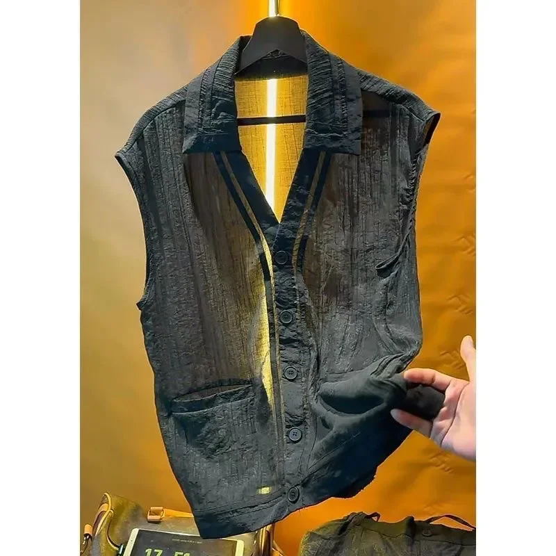 

Новая летняя трендовая мужская модная безрукавка: легкая, дышащая, удобная, универсальная, простая, на одно плечо