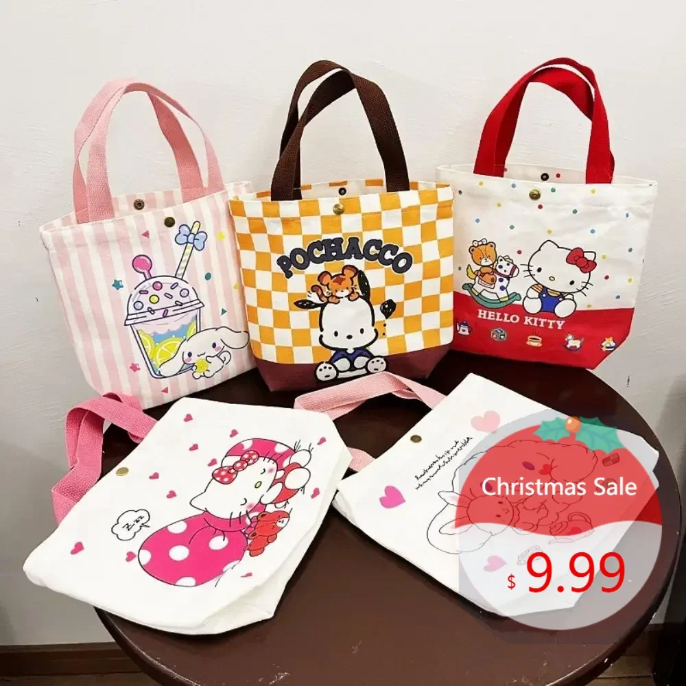 

Sanrio peripheral Canvas Bag My Melody Kuromi Cinnamoroll Women's Shoulder Bags Casual Large Capacity Shopping Girl Gift