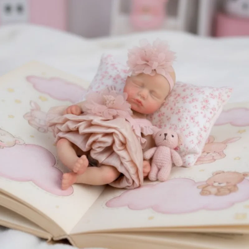 ตุ๊กตาซิลิโคนทั้งตัวขนาด 6 นิ้ว/15 ซม. แบบมินิรีบอร์นเด็กผู้หญิง กันน้ำ ตุ๊กตาซิลิโคนรีบอร์นทำมือ เหมือนจริง ตุ๊กตาเด็กแรกเกิด