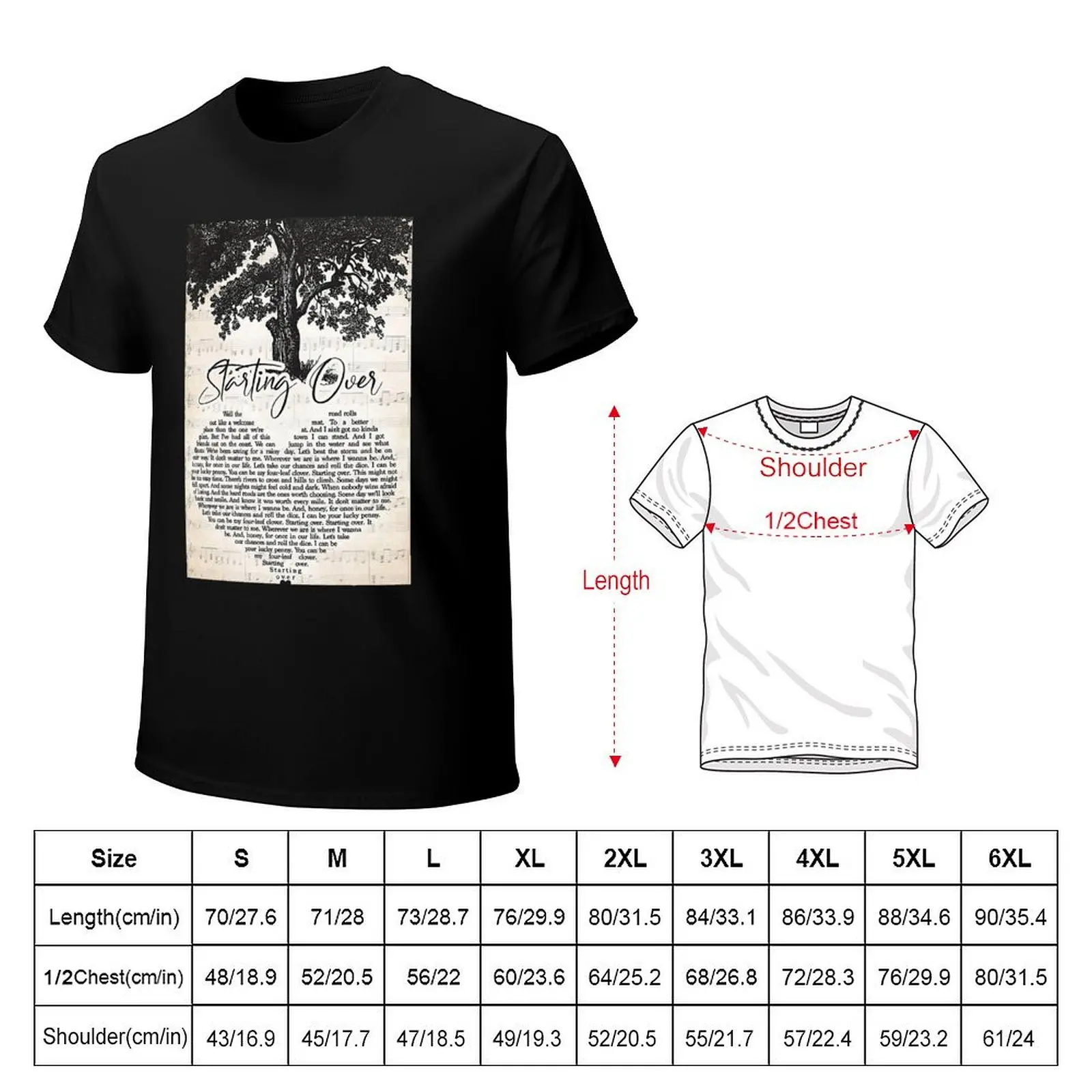 Funny Gift Starting Over Lyrics Love You T-Shirt Basic Simple Casual Short Sleeve Tee