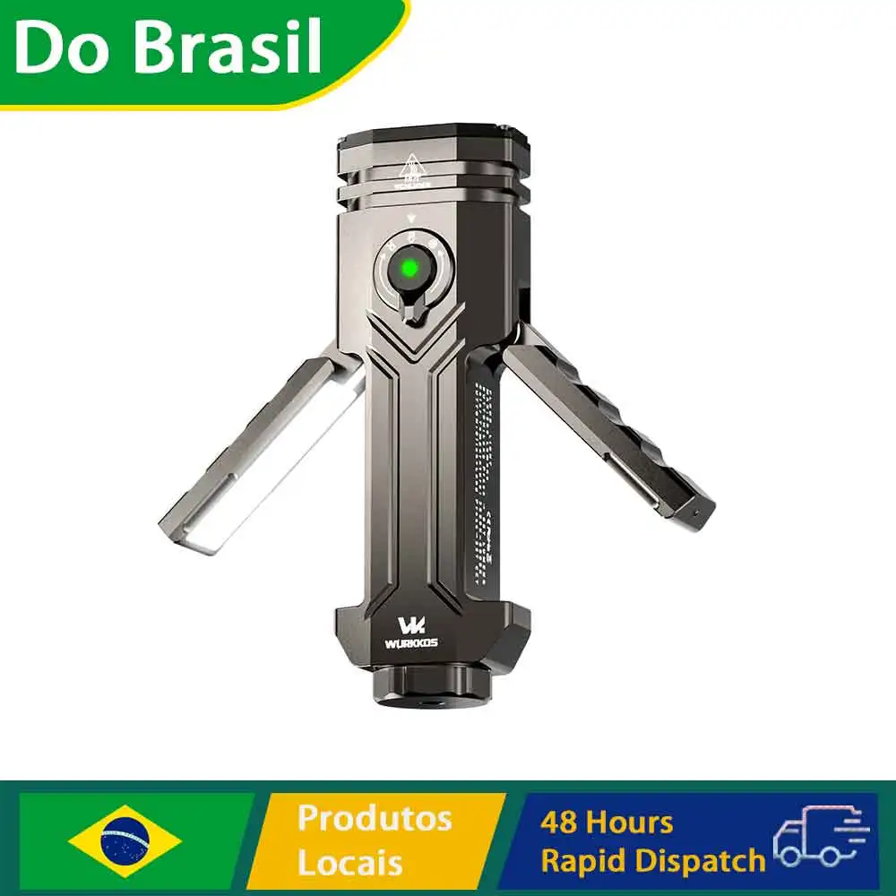 Lanterna Wurkkos HD02 com Bateria Recarregável 21700, USB, Portátil, para Camping, Emergências, Reparos de Carro, Lanterna Magnética 3200 Lumens