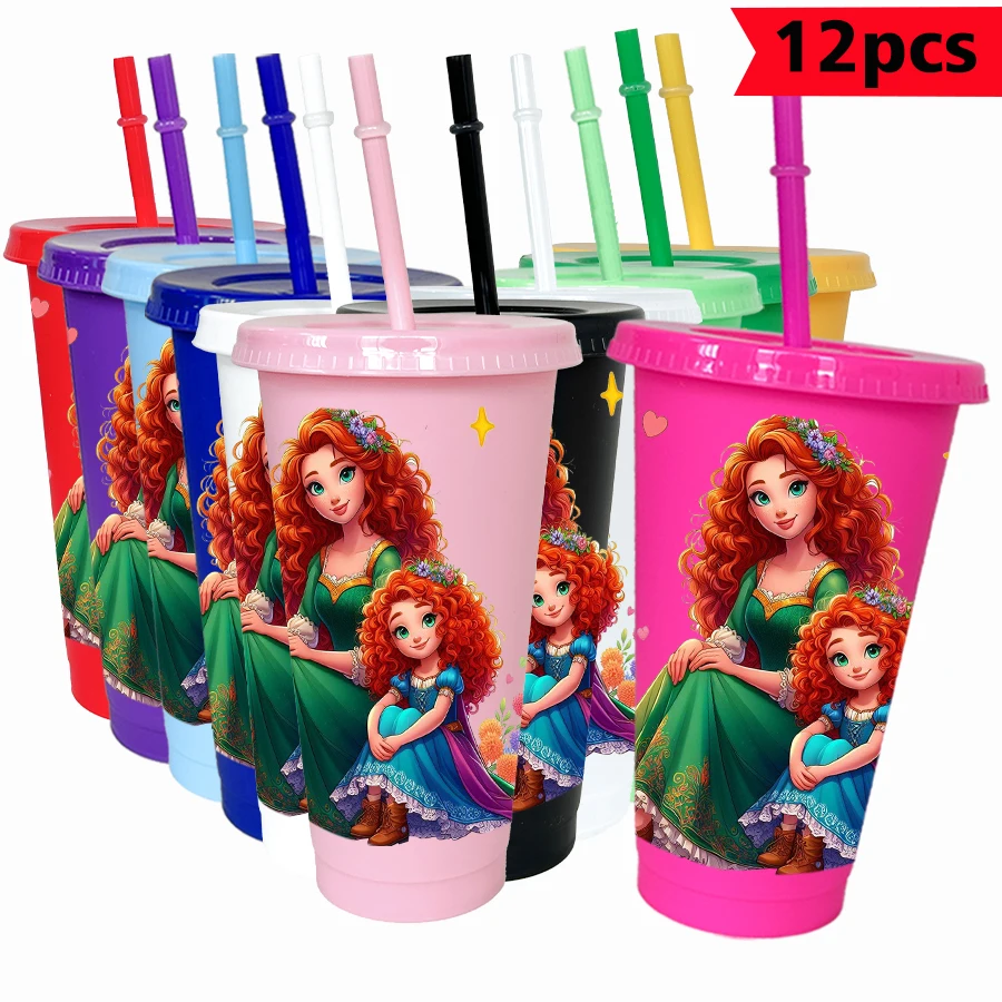 

12 шт./упак. Дитни Дитни принцесса медведь 26 унций красочный пластиковый стакан для дня рождения, питьевая посуда, чашка для сока, кофе