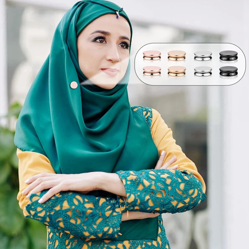 Broches magnétiques colorées polyvalentes pour femmes, épingles à hijab, broche sans épingle, fermoir à écharpe, boutons, 8 pièces