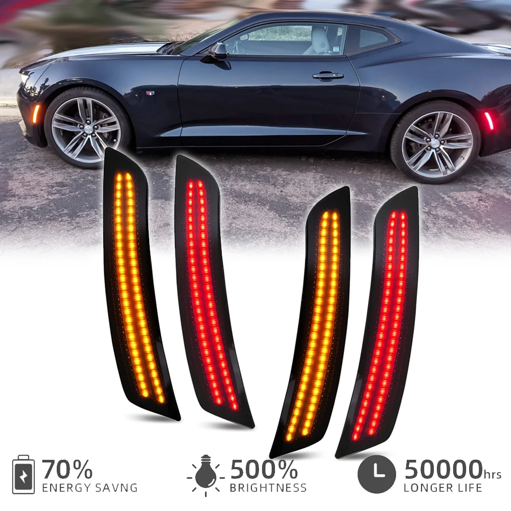 

4Pcs Front Rear Fender LED Side Marker Light for Cadillac CTS 2014- ATS 2015- Chevrolet Camaro LS LT SS ZL1 Parking Brake Lamp