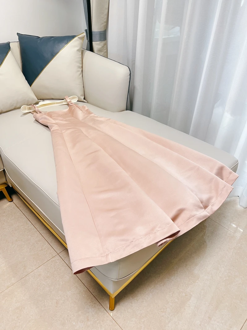 Sukienka z unikalnym wiązaniem na ramiączkach, styl retro Hepburn, długa, z miękkiego satyny, z wysokim stanem dla kobiet.