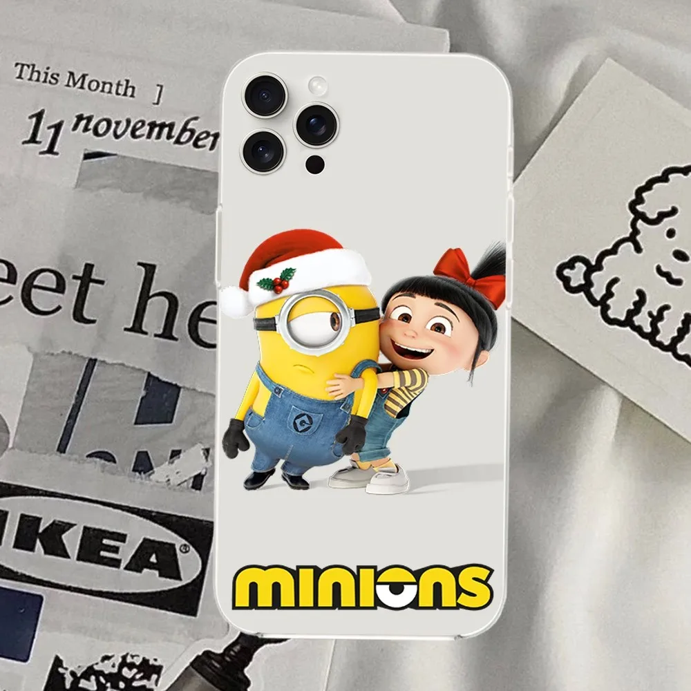 BEAST KINGDOM  Cute M-Minions Phone Case For iPhone Mini Plus 11 13 12 14 15 16 Pro XS Max Transparent Shell