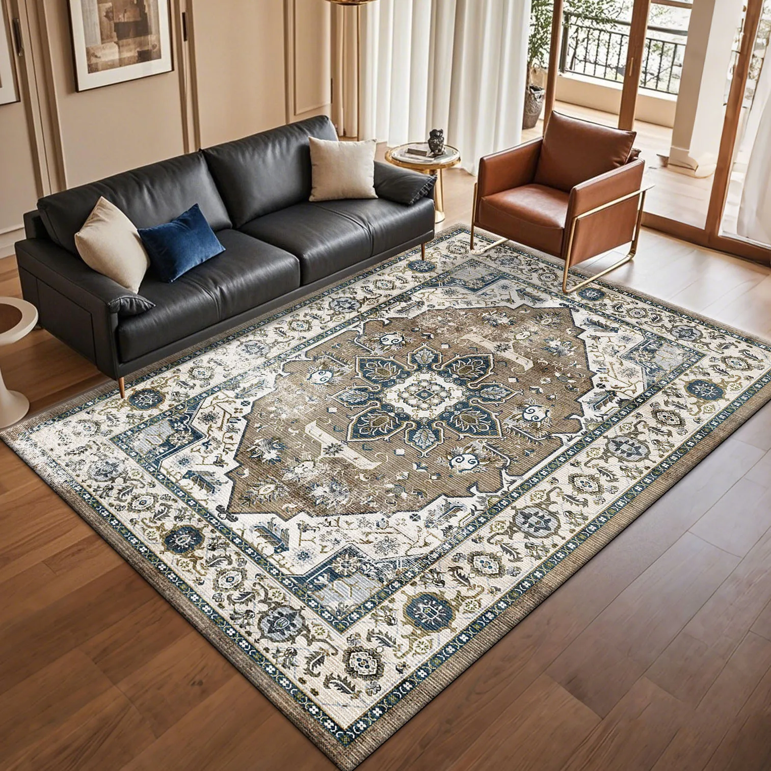 

Bohemian Retro Living Room Carpet Persian Decoration Sofa Side Home Rugs Cloakroom Bedroom Non-slip Washable Floor Mat Bathroom