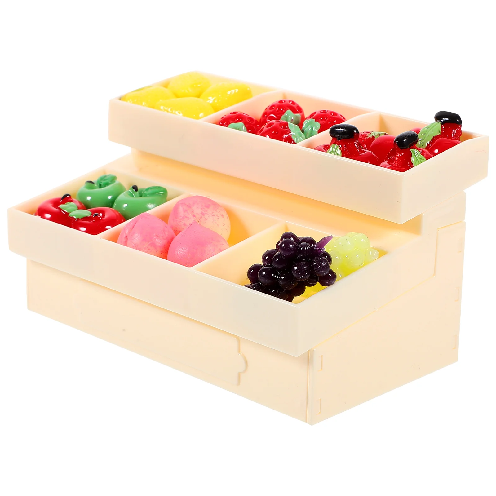 Decor Miniature Food Toys on Shelves House Miniatures Furniture Vegetable Display Shelf Little Rag Beige Supermarket Rack