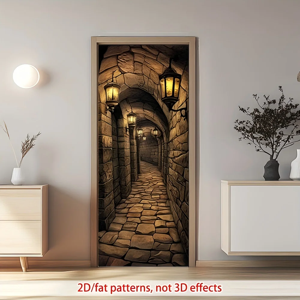 

1 pair of antique stone gallery Christmas self-adhesive door stickers - suitable for restaurants, hotel spa areas, garden terrac
