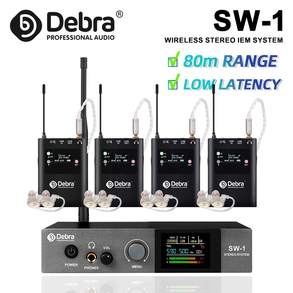 

SW-1 professional stereo wireless in-ear monitoring system, 470 -950 MHz stable transmission, for studio, stage monitoring