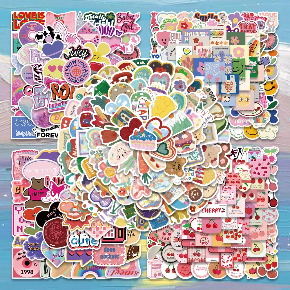 

Корейские милые яркие стикеры в стиле VSCO ins Y2K, милые эстетические наклейки для мотоцикла, автомобиля, канцелярские принадлежности для детей, стикеры в подарок