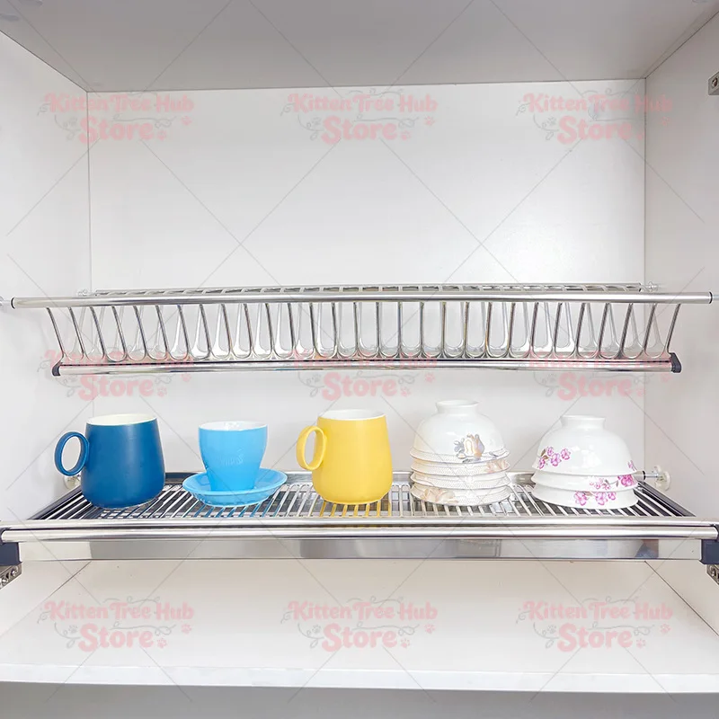 Cabinet Stainless Steel Dish RackDrying Rack Kitchen Dish Drying Rack Storage Holders with Utensil Drainer Tray Organizer Basket