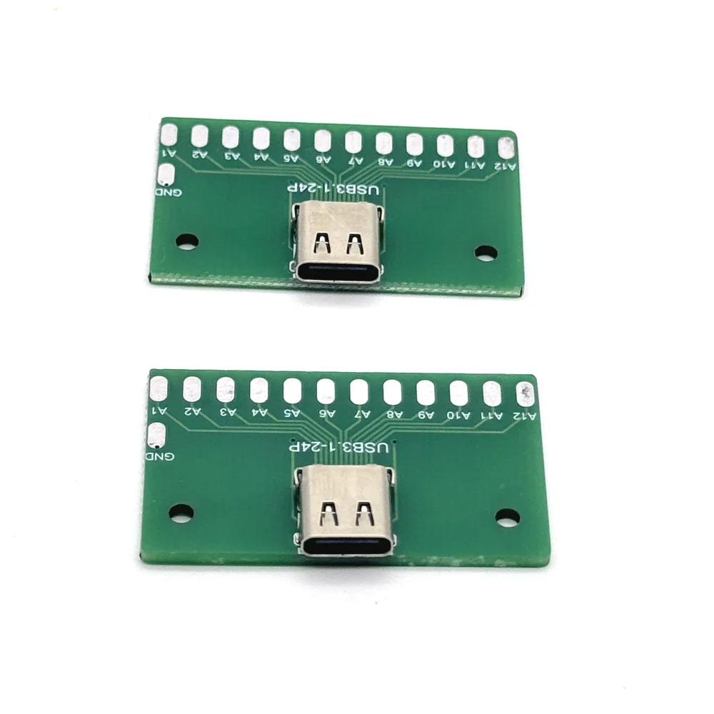 Type-C Male to Female USB 3.1 Test PCB Board Adapter Type C 24P 2.54mm Connector Socket For Data Line Wire Cable Transfer