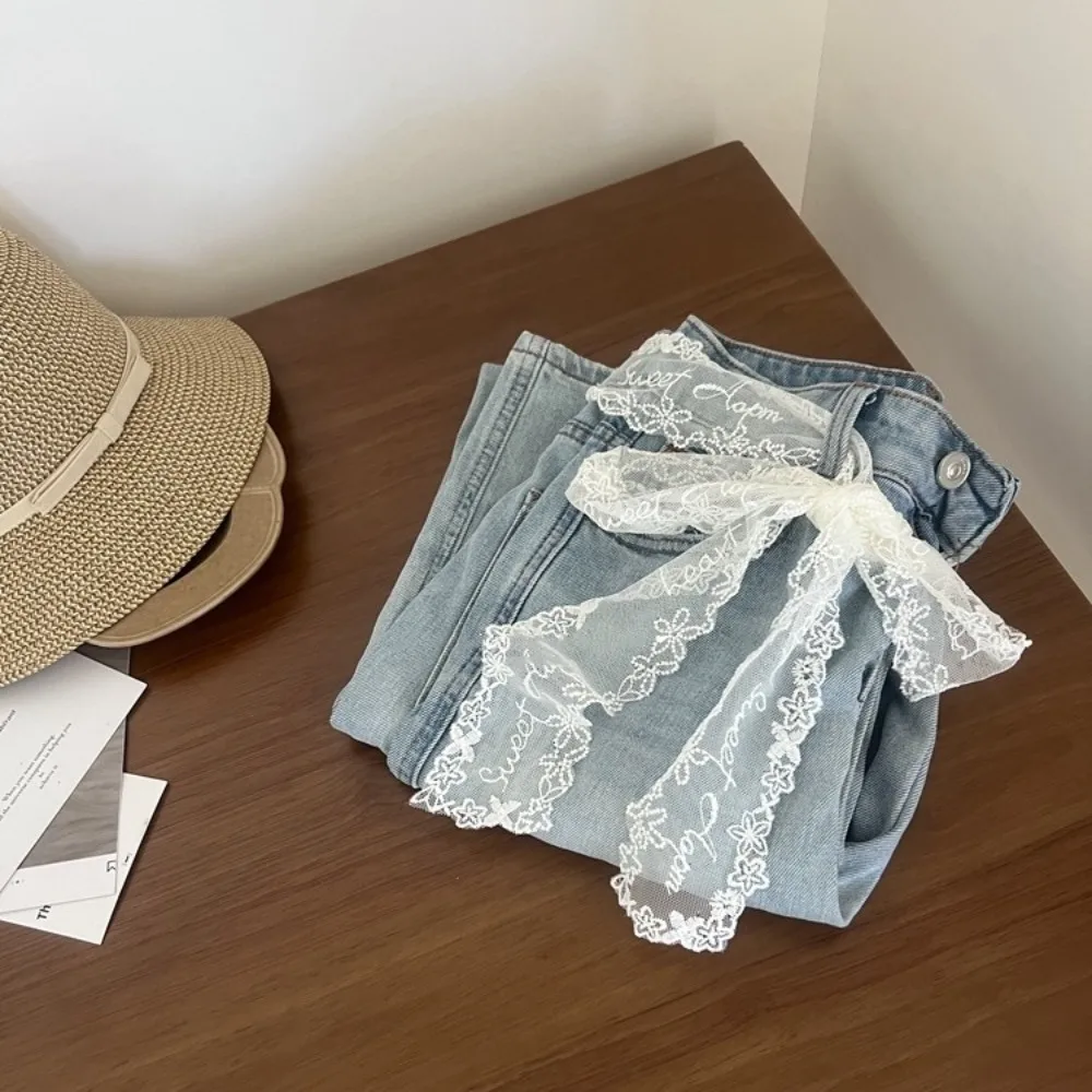 

Unique Y2k Long Lace Waistband Floral Thin Lace Waist Belt Tie Up Bow Dress Jeans Belt Summer