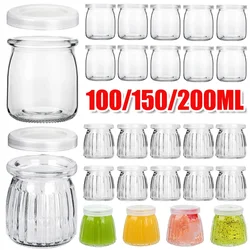 100/150/200ml Clear Glass Jars with Lid Pudding Yogurt Container Milk Jams Jelly Mousse Honey Spice Food Storage Bottle Mini Cup