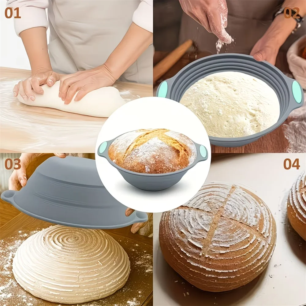 Silicone Bread Fermentation Basket, Foldable And Easy to Clean,Home Oven Baking Dough Fermentation Bowl, Fermented Bread Basket